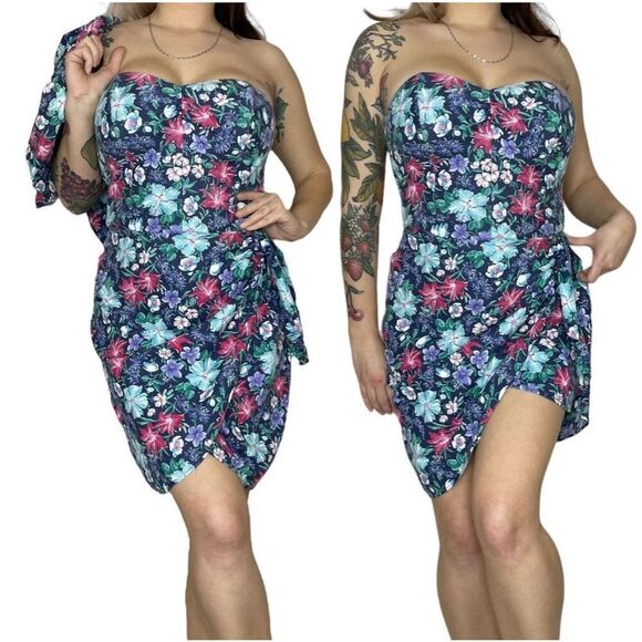 Vtg All that Jazz Juniors Floral Mini Dress 14 Matching Bolero Ridgemont High - Picture 1 of 4